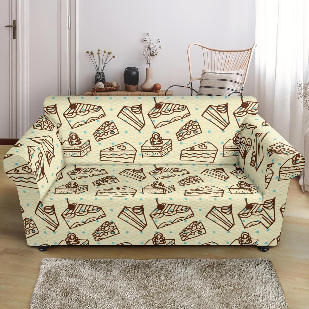 Slice Cake Pattern Print Loveseat Cover-grizzshop