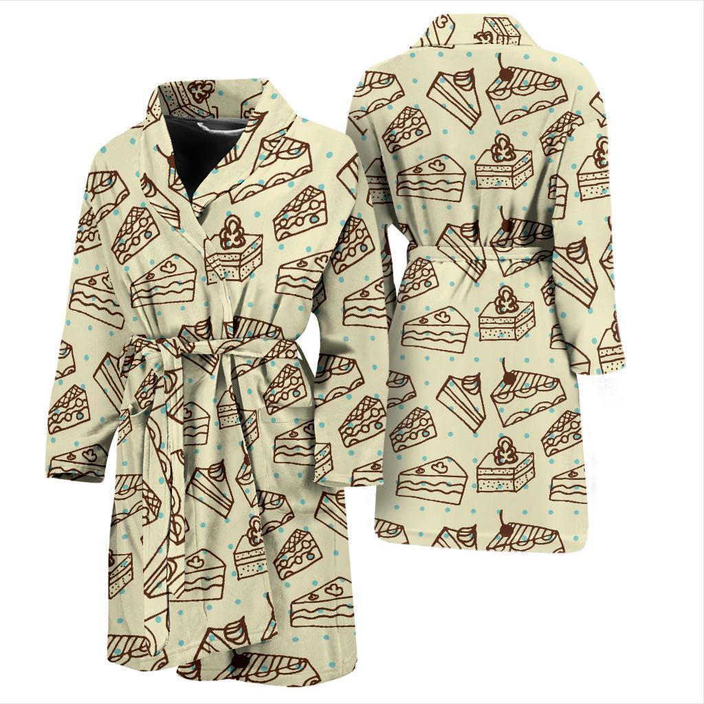 Slice Cake Pattern Print Men Long Robe-grizzshop