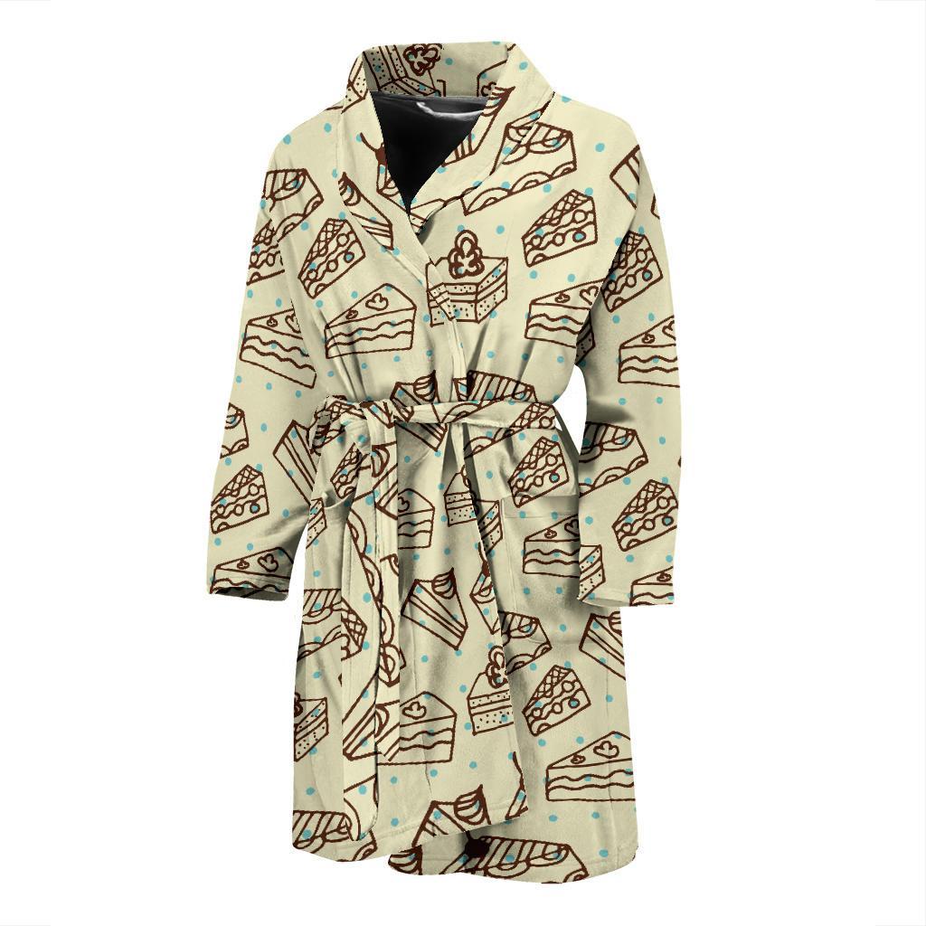 Slice Cake Pattern Print Men Long Robe-grizzshop