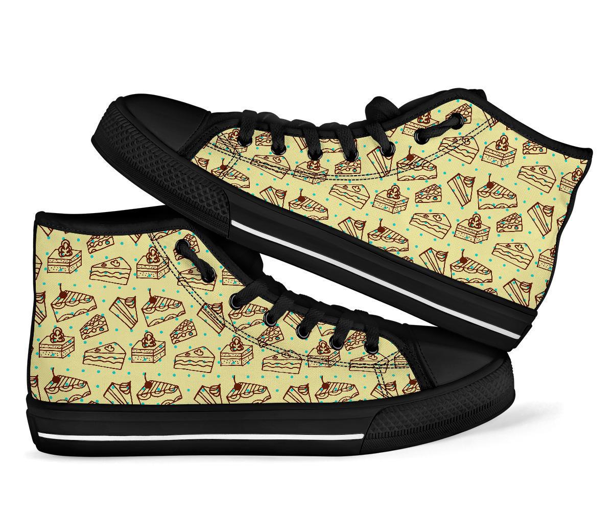 Slice Cake Pattern Print Men Women's High Top Shoes-grizzshop