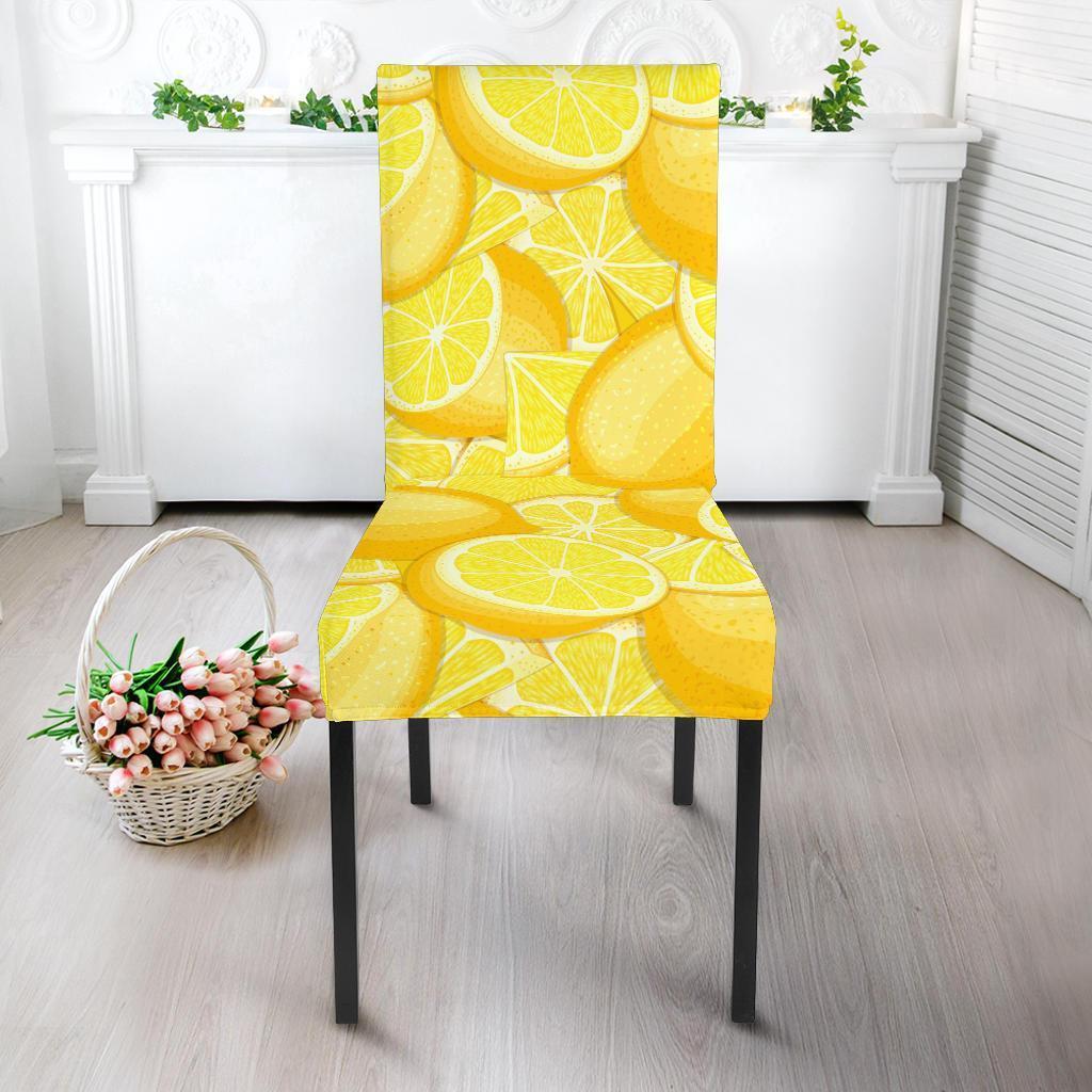 Slice Lemon Pattern Print Chair Cover-grizzshop