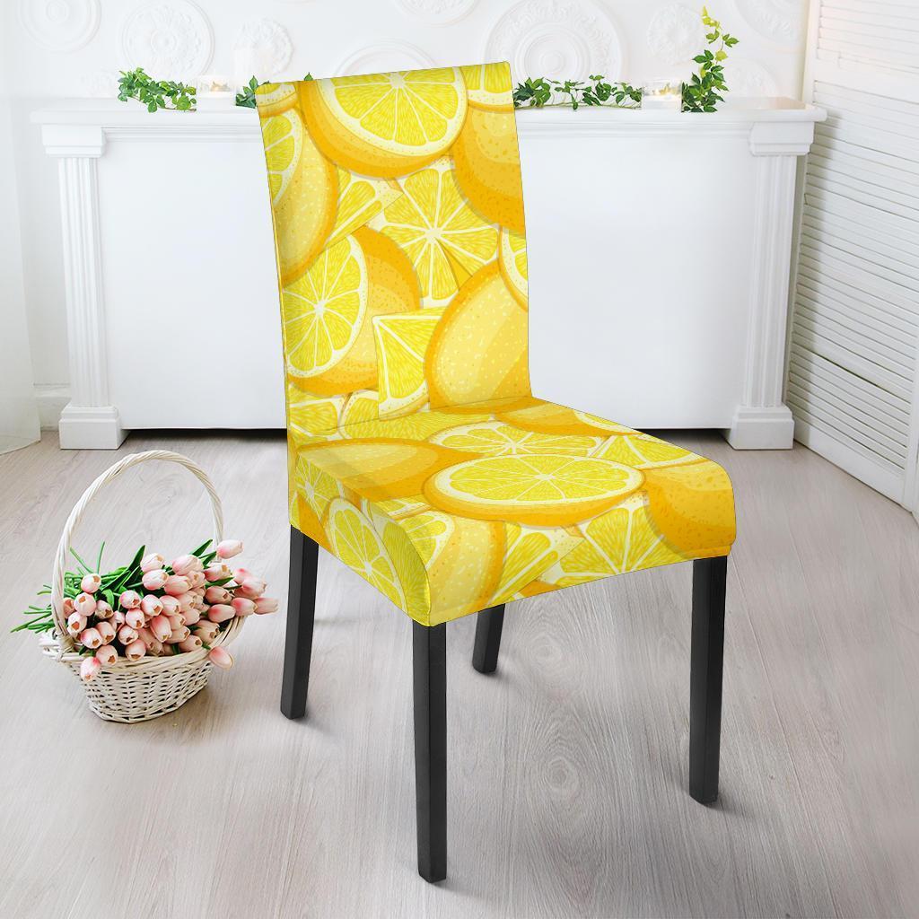 Slice Lemon Pattern Print Chair Cover-grizzshop