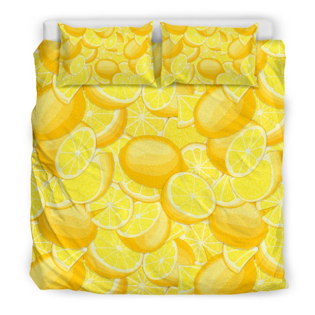 Slice Lemon Pattern Print Duvet Cover Bedding Set-grizzshop