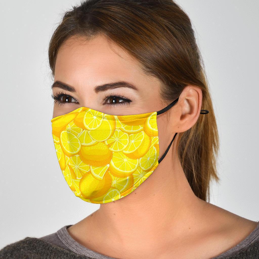 Slice Lemon Pattern Print Face Mask-grizzshop