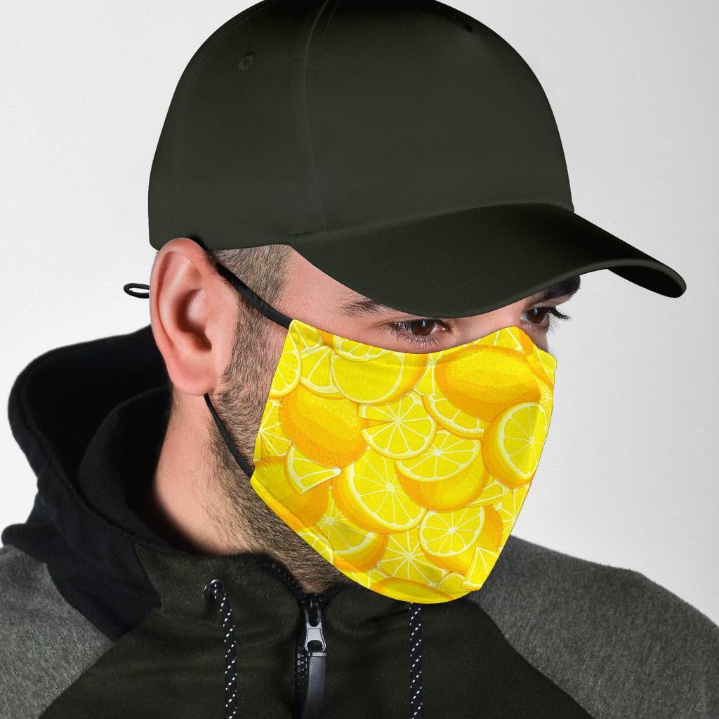 Slice Lemon Pattern Print Face Mask-grizzshop