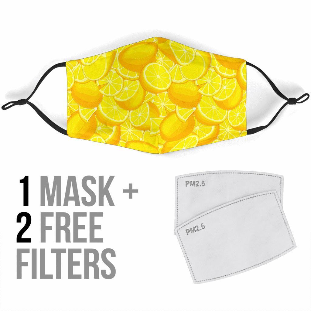 Slice Lemon Pattern Print Face Mask-grizzshop