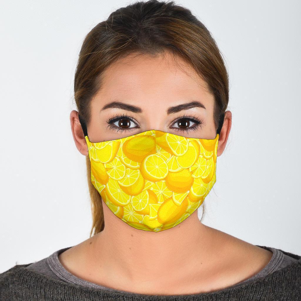 Slice Lemon Pattern Print Face Mask-grizzshop