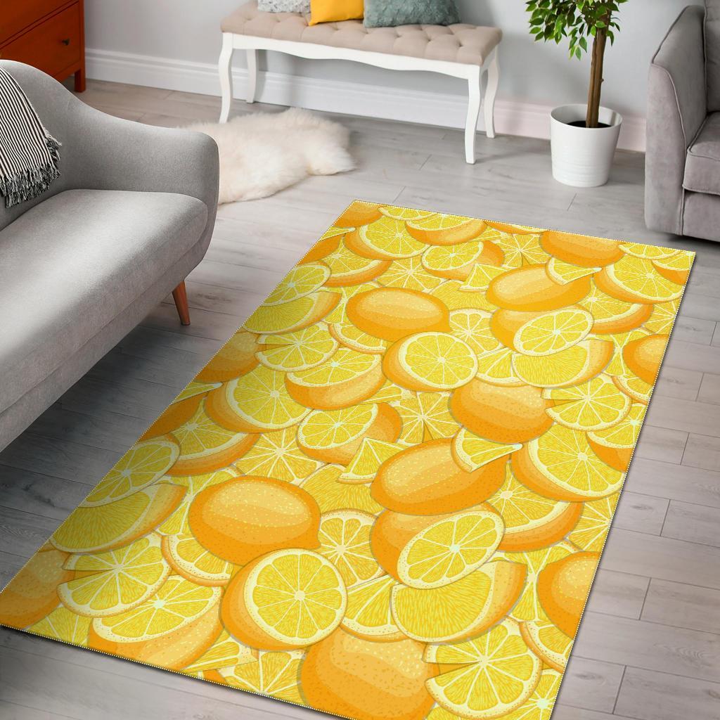 Slice Lemon Pattern Print Floor Mat-grizzshop