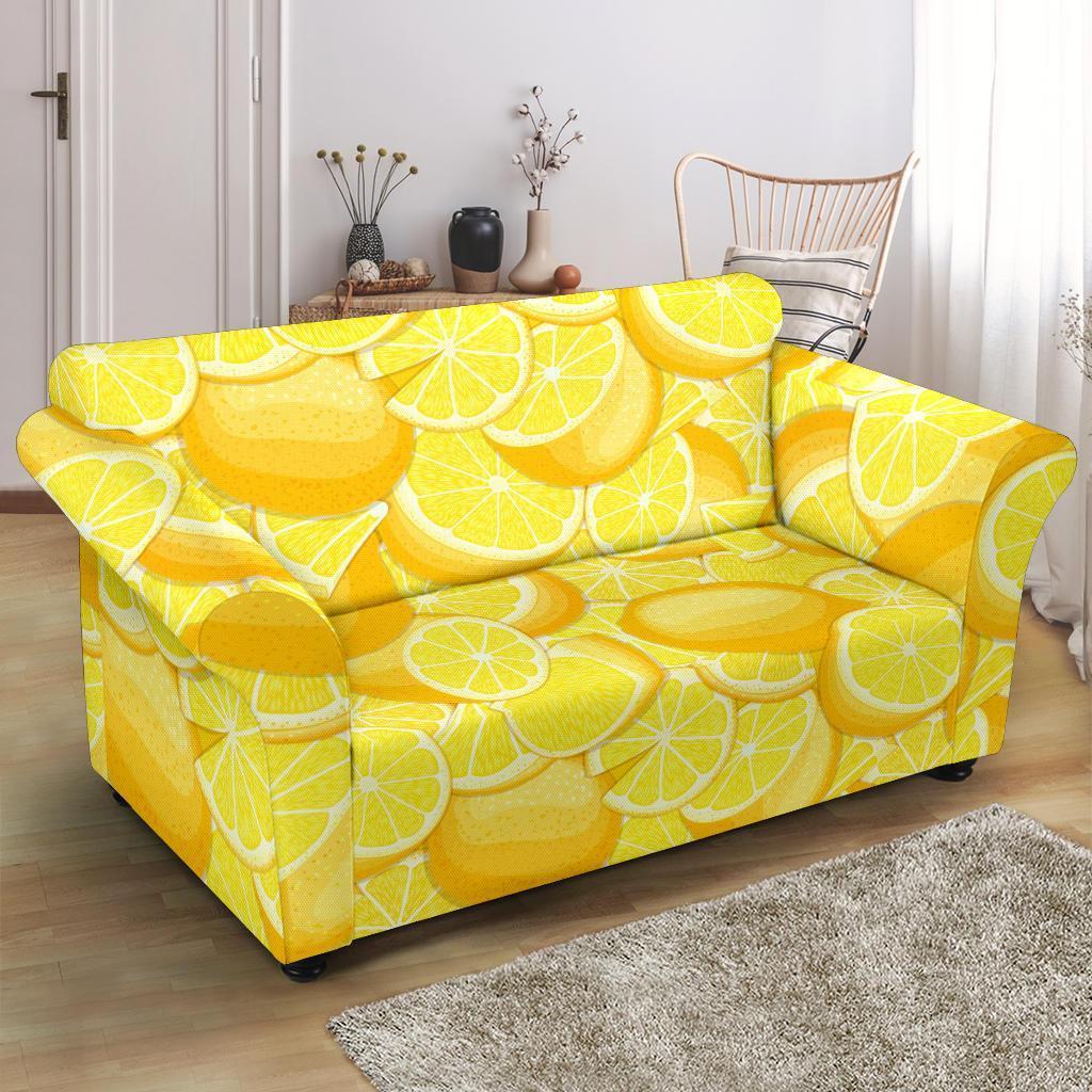 Slice Lemon Pattern Print Loveseat Cover-grizzshop