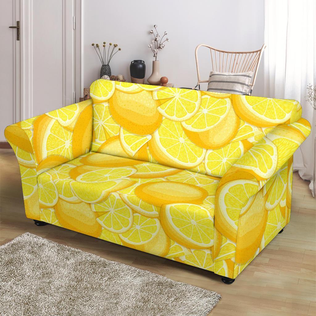 Slice Lemon Pattern Print Loveseat Cover-grizzshop