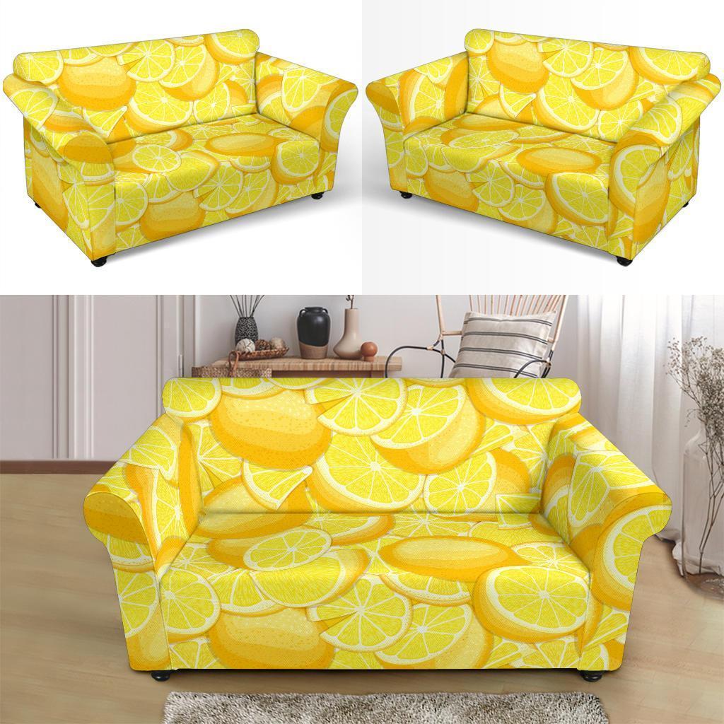 Slice Lemon Pattern Print Loveseat Cover-grizzshop