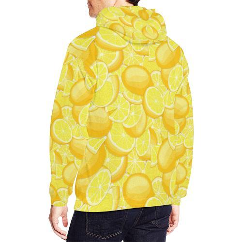 Slice Lemon Pattern Print Men Pullover Hoodie-grizzshop