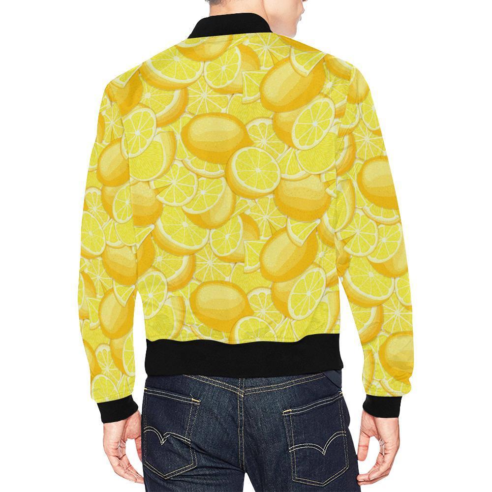 Slice Lemon Pattern Print Men's Bomber Jacket-grizzshop