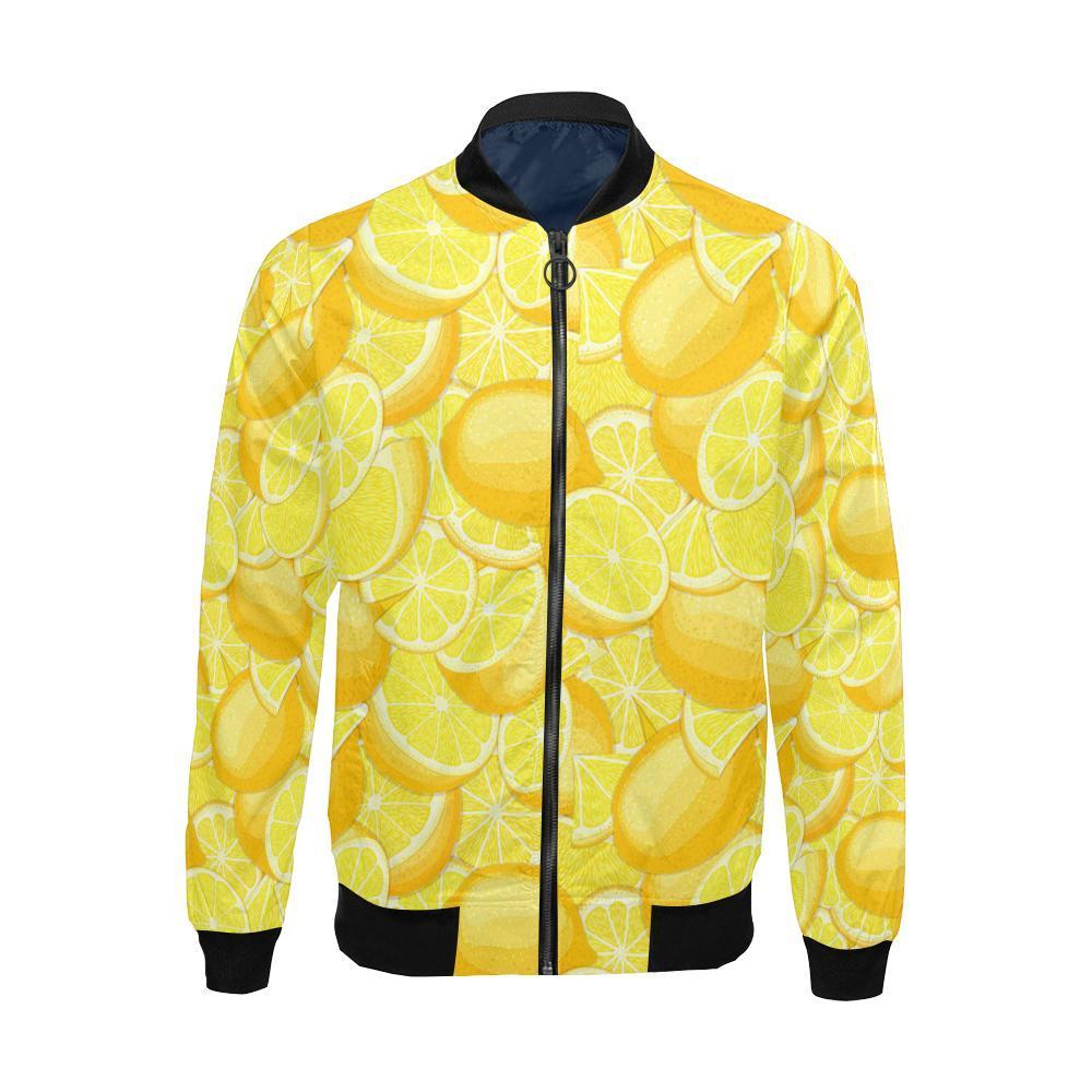 Slice Lemon Pattern Print Men's Bomber Jacket-grizzshop