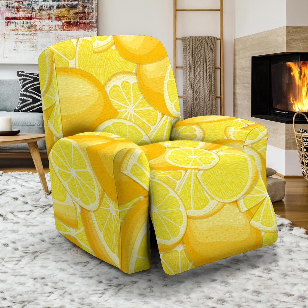 Slice Lemon Pattern Print Recliner Cover-grizzshop