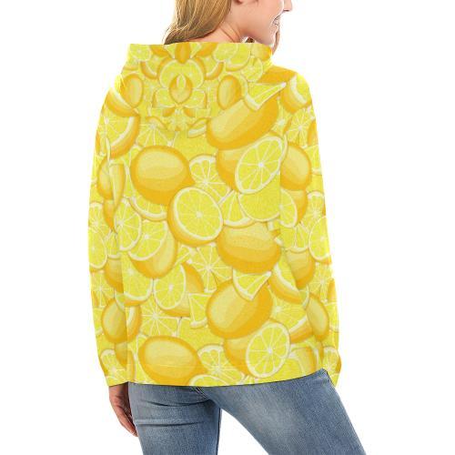 Slice Lemon Pattern Print Women Pullover Hoodie-grizzshop