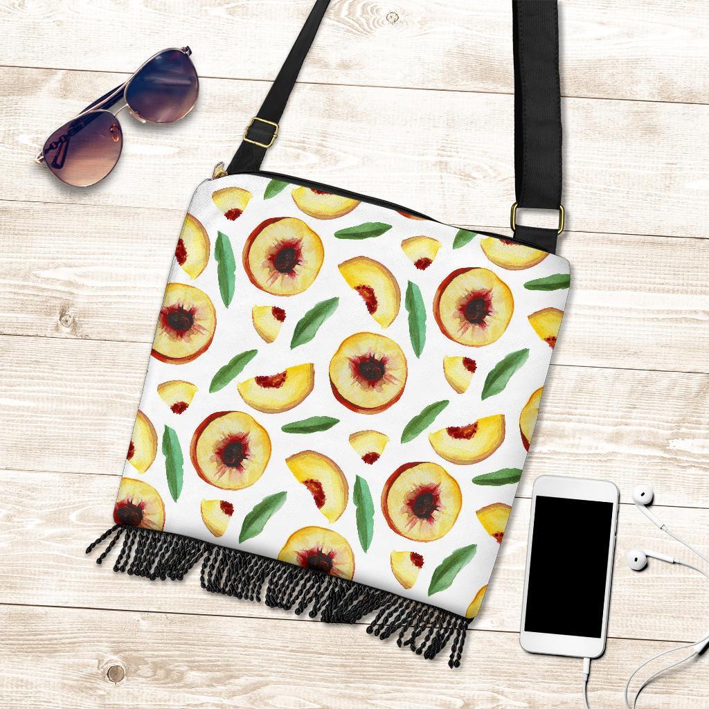 Slice Peach Pattern Print Crossbody Bags-grizzshop