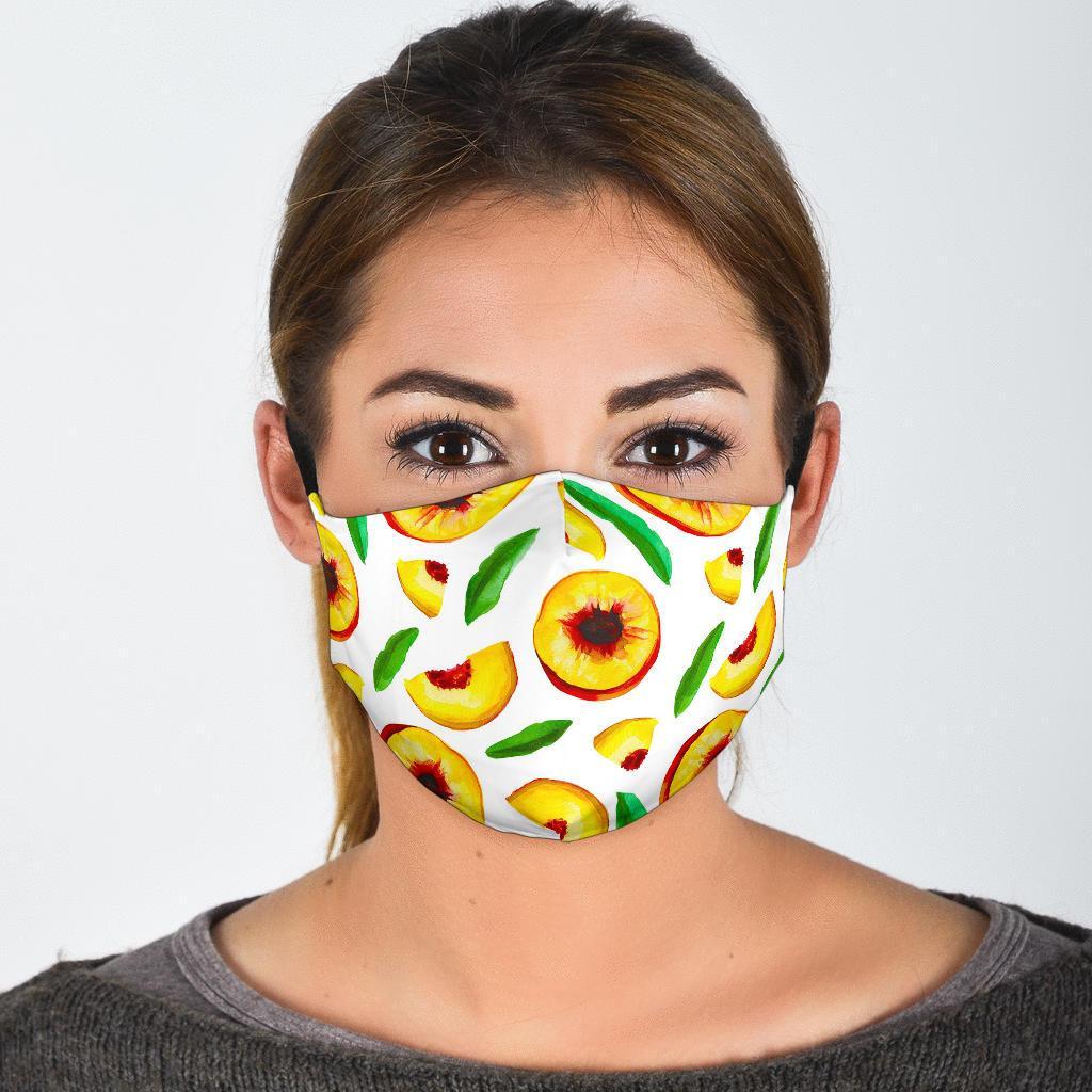 Slice Peach Pattern Print Face Mask-grizzshop