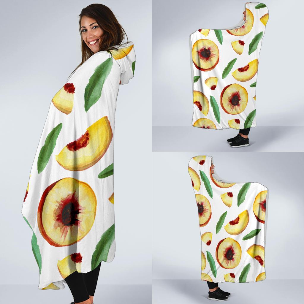 Slice Peach Pattern Print Hooded Blanket-grizzshop