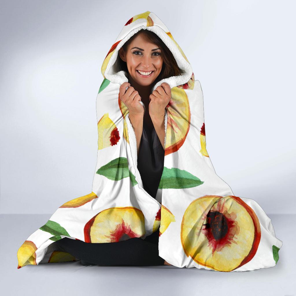 Slice Peach Pattern Print Hooded Blanket-grizzshop