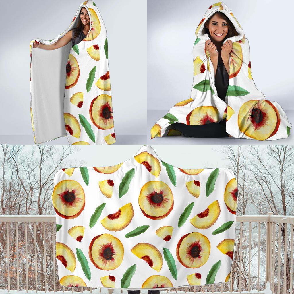 Slice Peach Pattern Print Hooded Blanket-grizzshop