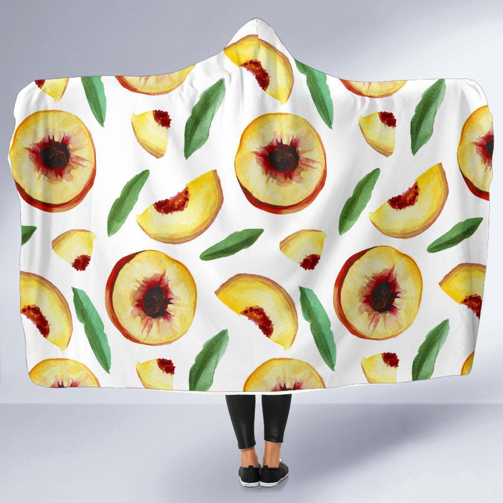 Slice Peach Pattern Print Hooded Blanket-grizzshop