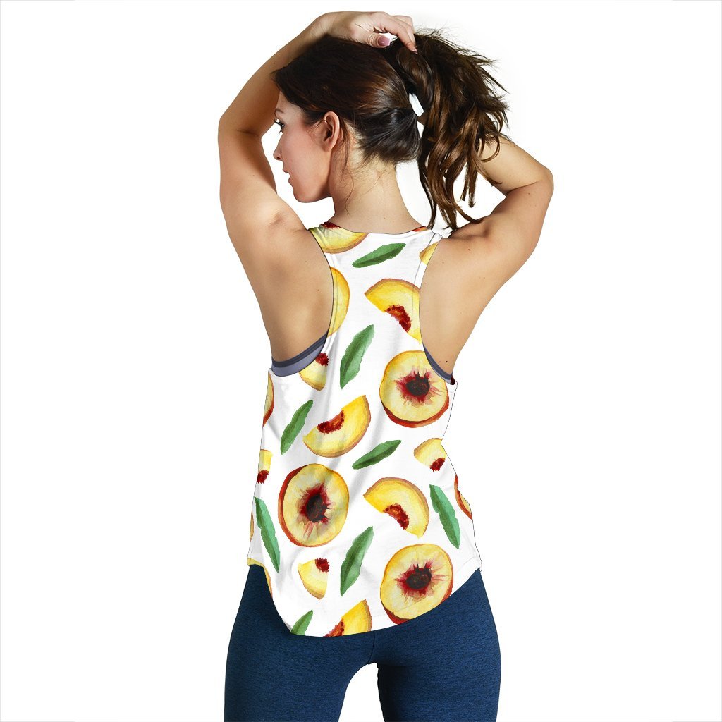 Slice Peach Pattern Print Women's Racerback Tank Tops-grizzshop