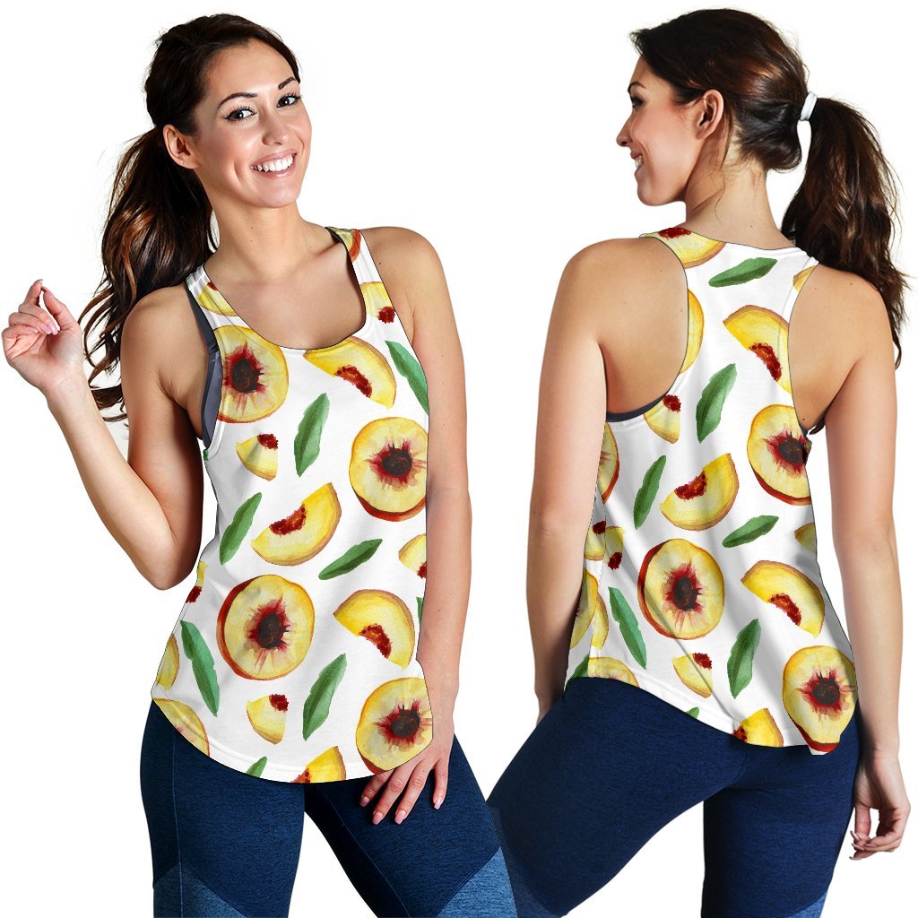Slice Peach Pattern Print Women's Racerback Tank Tops-grizzshop