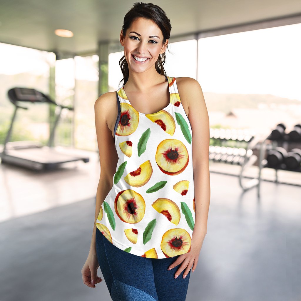 Slice Peach Pattern Print Women's Racerback Tank Tops-grizzshop