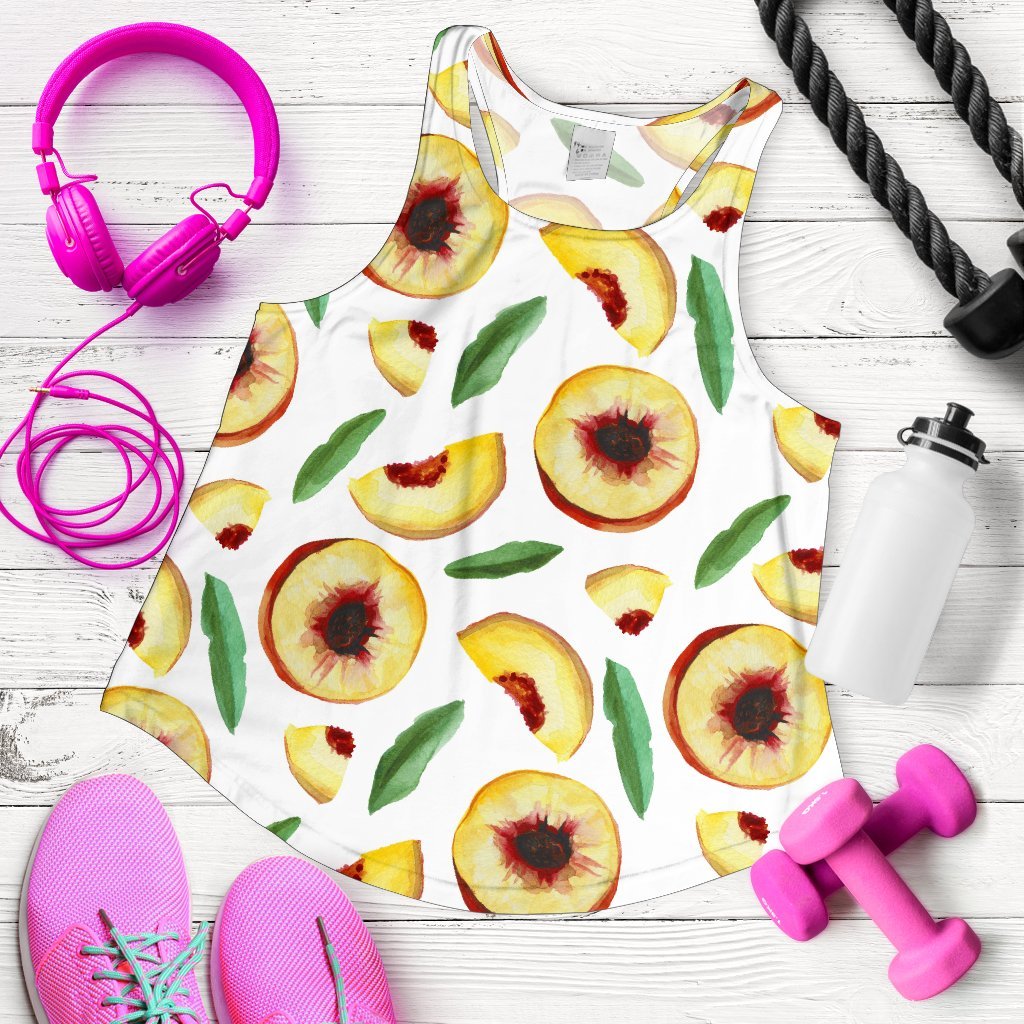Slice Peach Pattern Print Women's Racerback Tank Tops-grizzshop