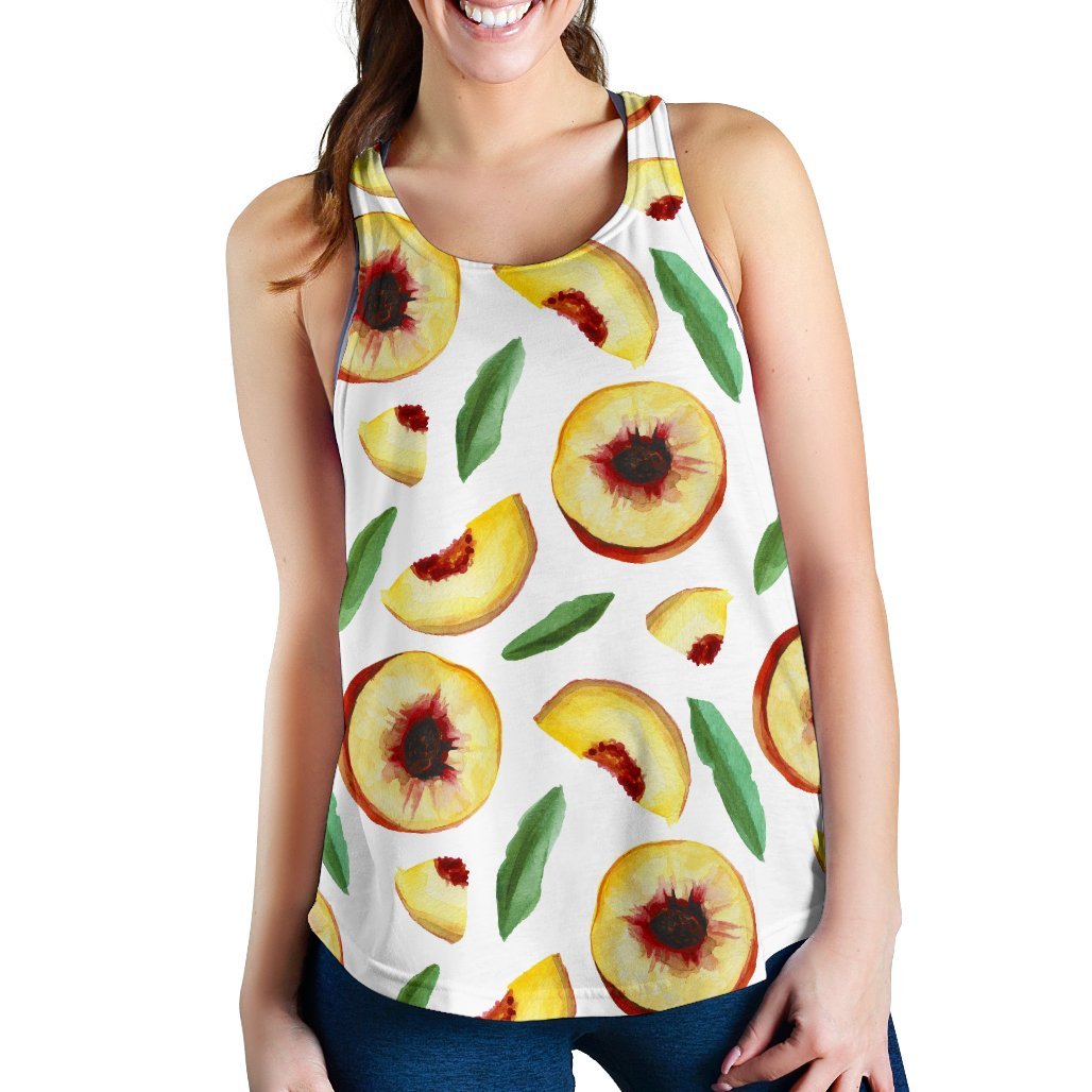 Slice Peach Pattern Print Women's Racerback Tank Tops-grizzshop