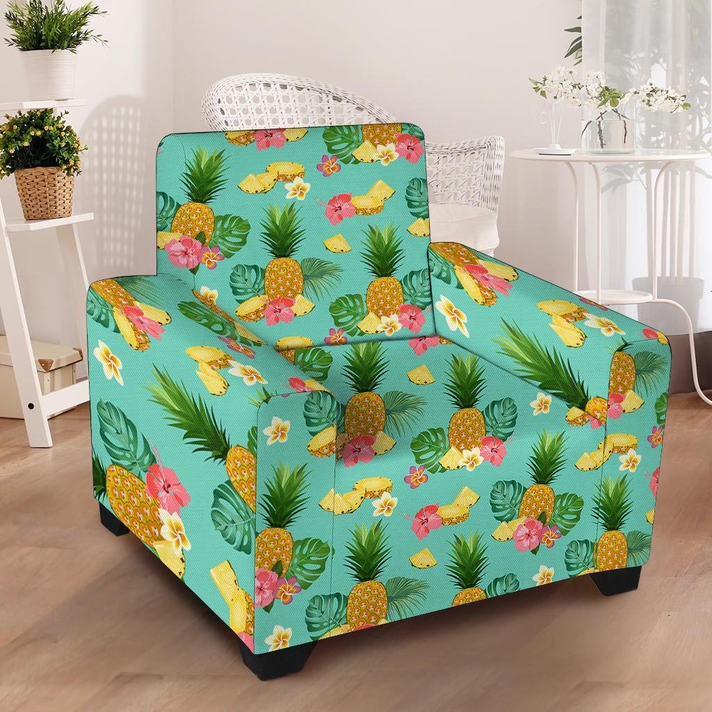 Slice Tropical Pineapple Print Armchair Cover-grizzshop