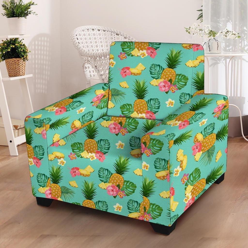 Slice Tropical Pineapple Print Armchair Cover-grizzshop