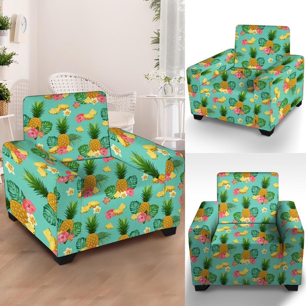 Slice Tropical Pineapple Print Armchair Cover-grizzshop