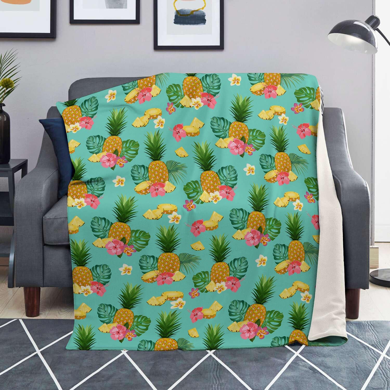 Slice Tropical Pineapple Print Blanket-grizzshop