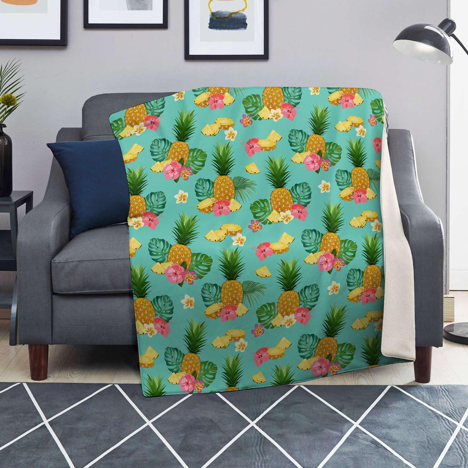 Slice Tropical Pineapple Print Blanket-grizzshop