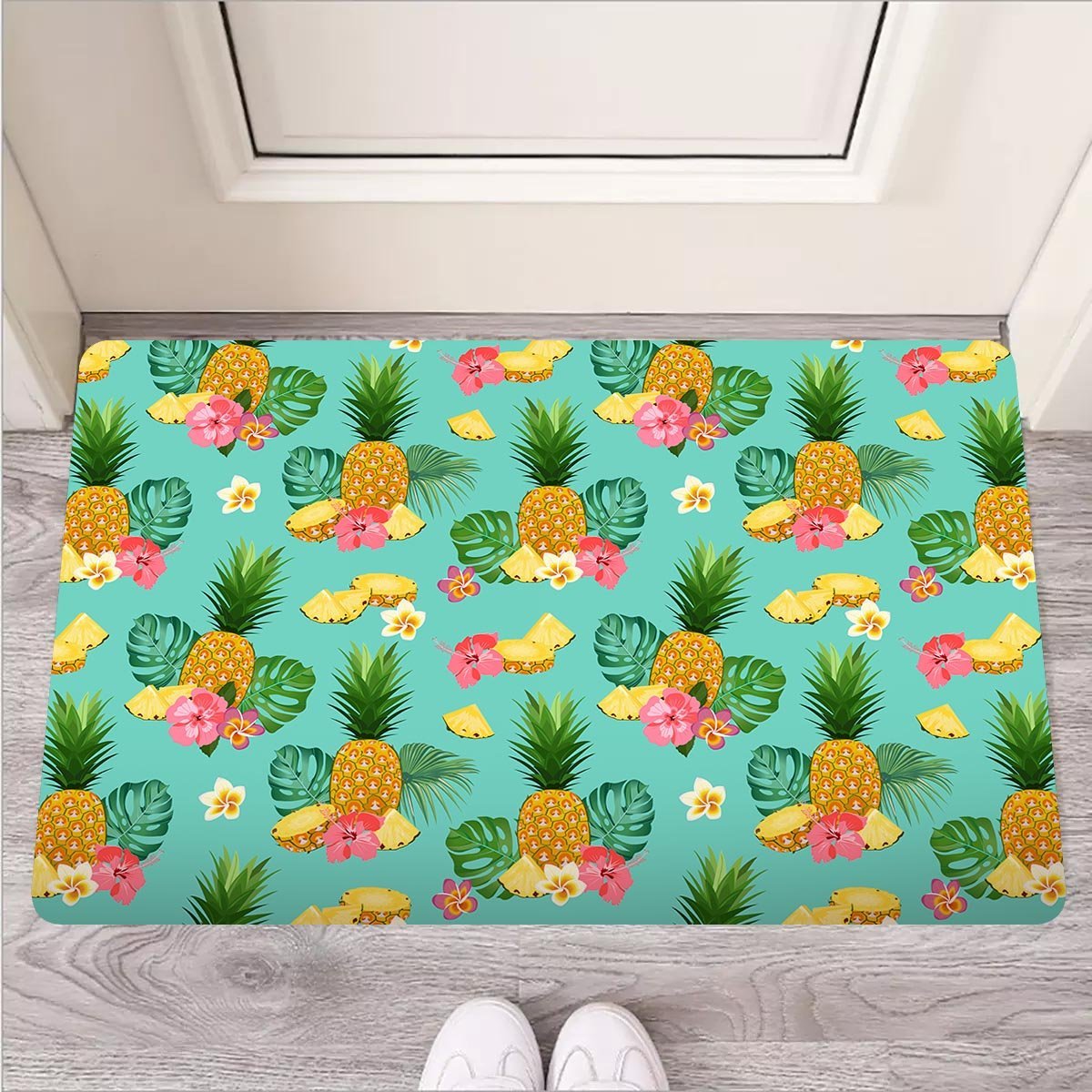 Slice Tropical Pineapple Print Door Mat-grizzshop
