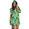 Slice Tropical Pineapple Print Hoodie Dress-grizzshop