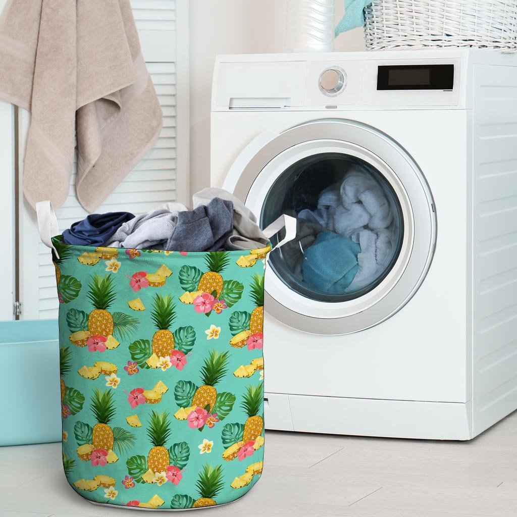 Slice Tropical Pineapple Print Laundry Basket-grizzshop