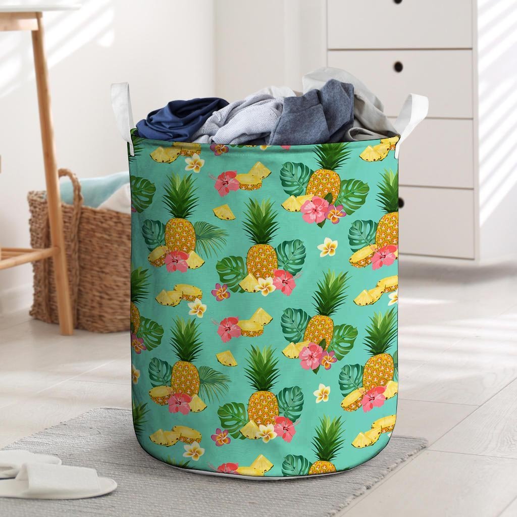 Slice Tropical Pineapple Print Laundry Basket-grizzshop