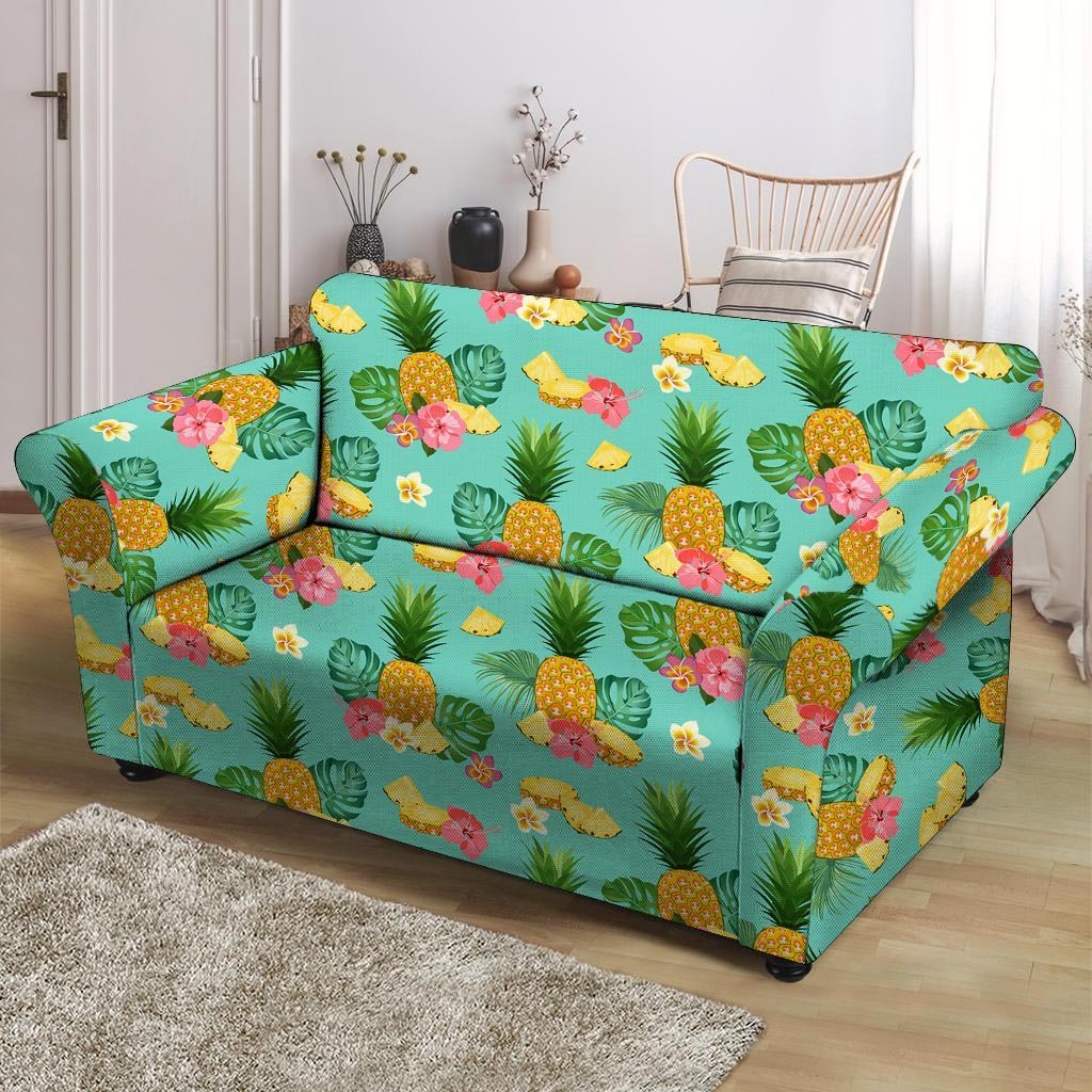 Slice Tropical Pineapple Print Loveseat Cover-grizzshop