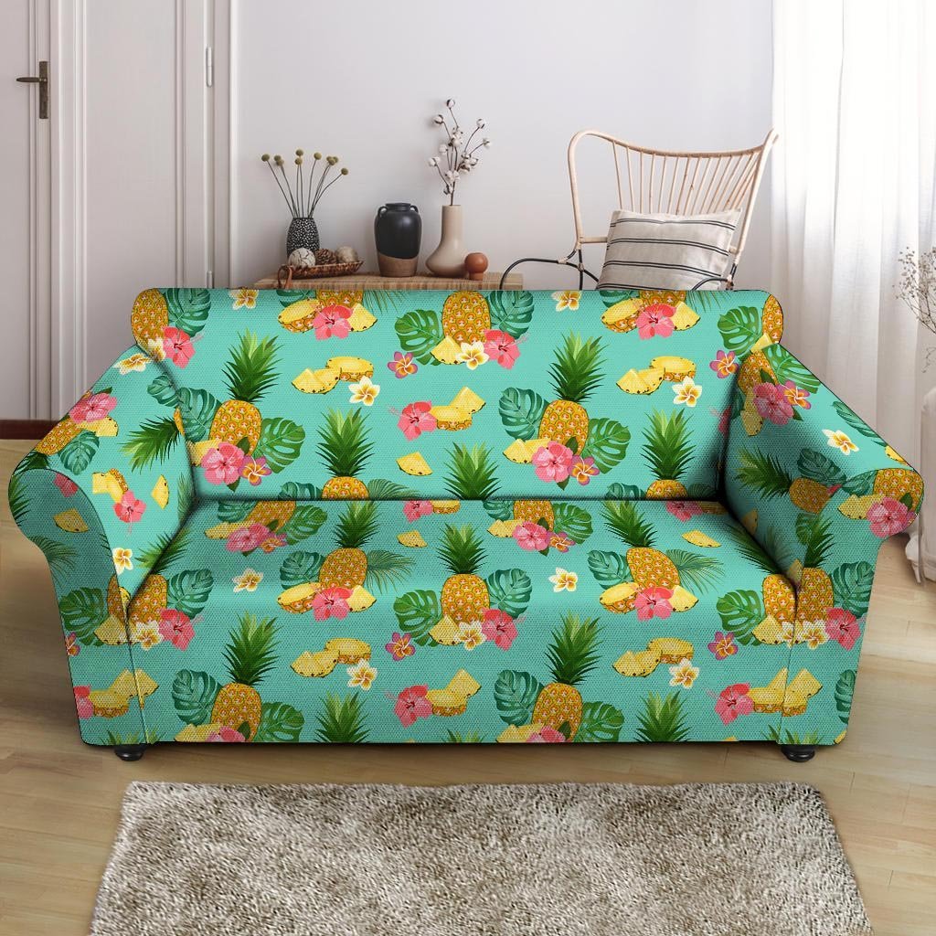 Slice Tropical Pineapple Print Loveseat Cover-grizzshop