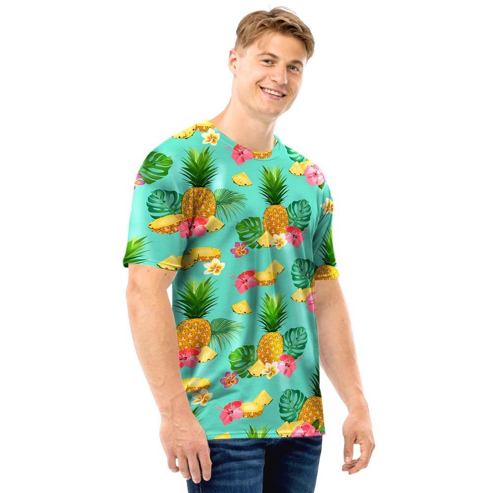 Slice Tropical Pineapple Print Men T Shirt-grizzshop