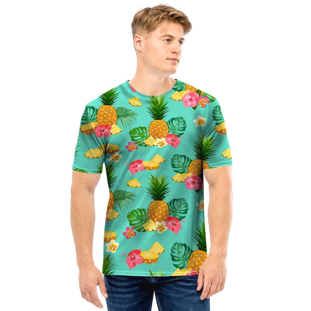 Slice Tropical Pineapple Print Men T Shirt-grizzshop