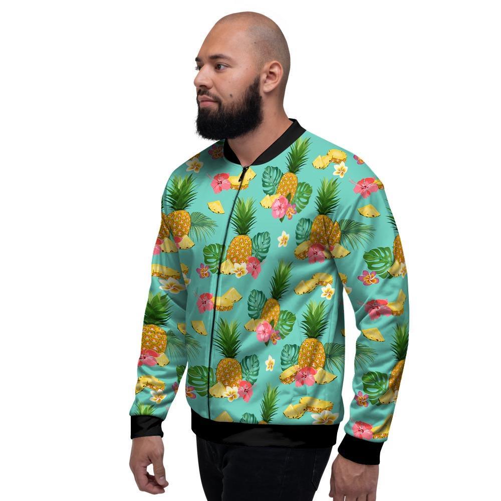 Slice Tropical Pineapple Print Men's Bomber Jacket-grizzshop