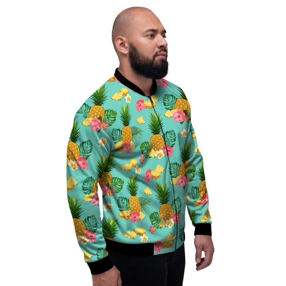 Slice Tropical Pineapple Print Men's Bomber Jacket-grizzshop