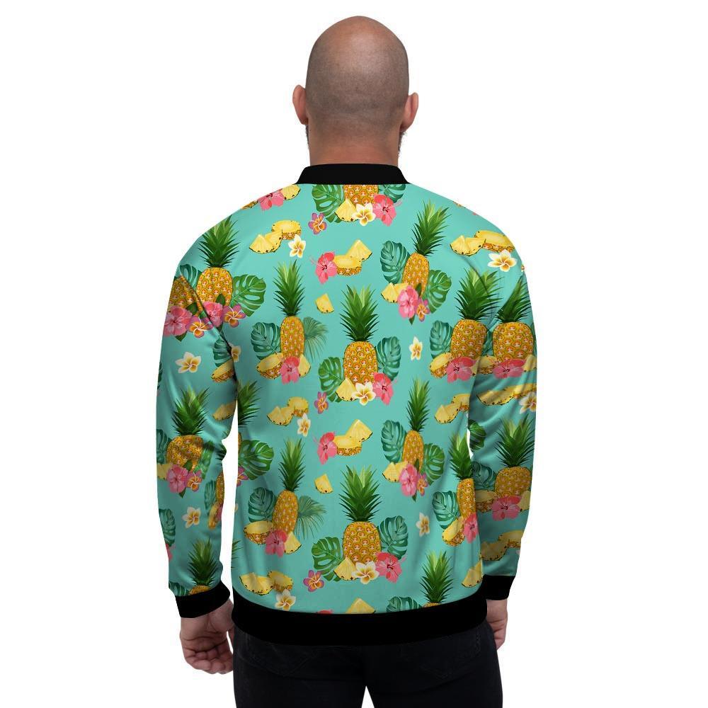 Slice Tropical Pineapple Print Men's Bomber Jacket-grizzshop