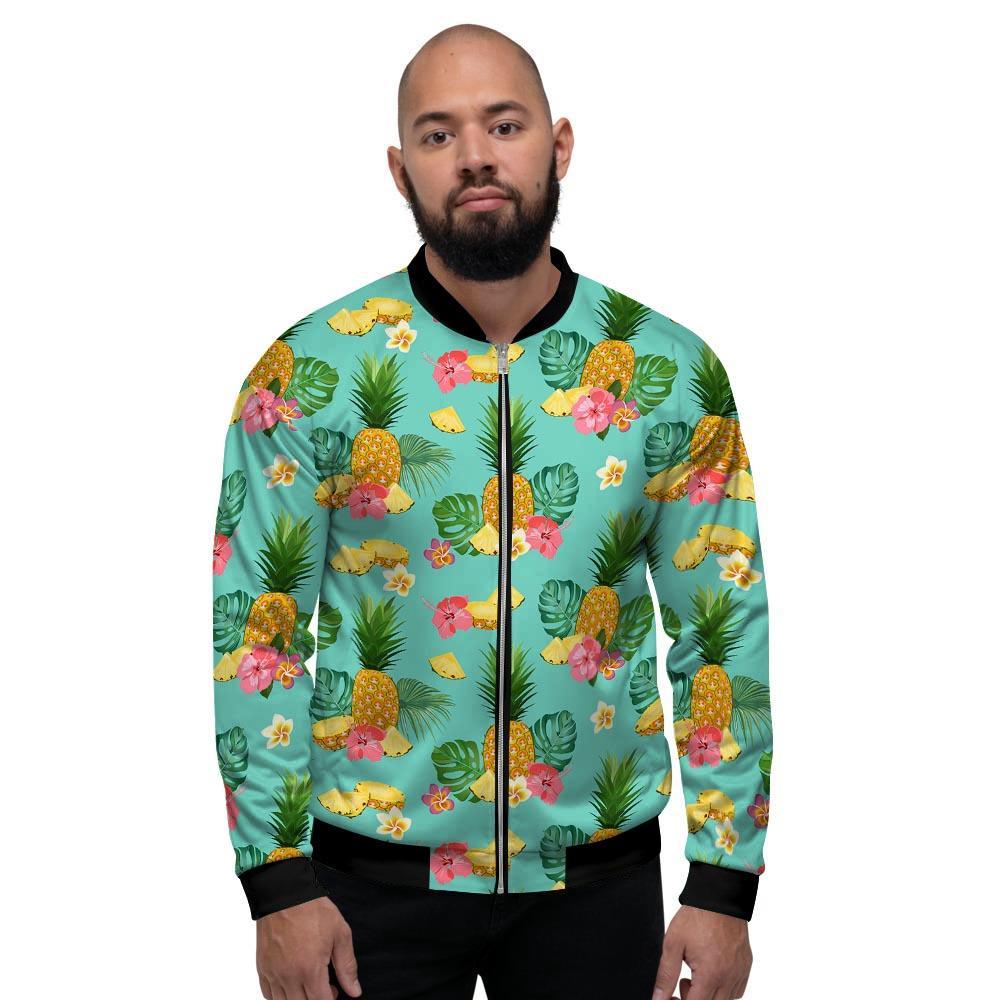 Slice Tropical Pineapple Print Men's Bomber Jacket-grizzshop