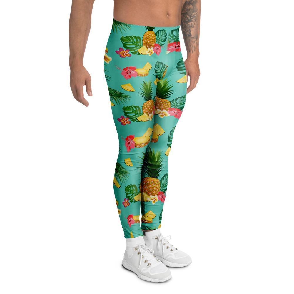 Slice Tropical Pineapple Print Men's Leggings-grizzshop