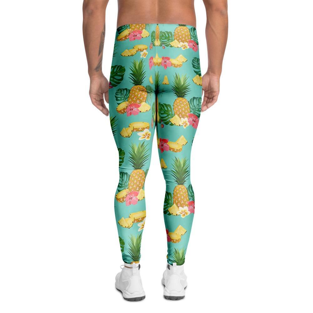 Slice Tropical Pineapple Print Men's Leggings-grizzshop